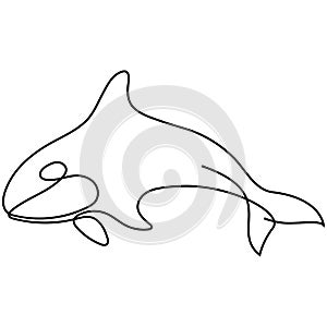 One line orca silhouette. Killer whale vector illustration