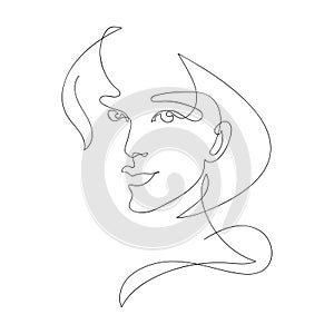 One line portrait of androgyne