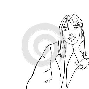 One line portrait of woman.