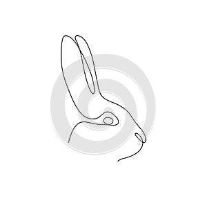 One line rabbit head design silhouette. Logo design. Hand drawn minimalism style vector