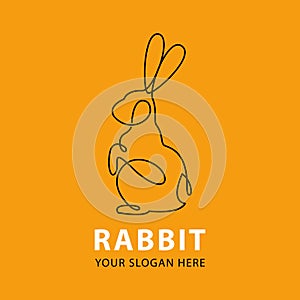 One line rabbit logo vector