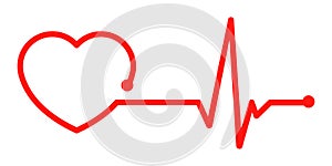 One line red pulse - vector