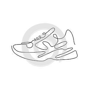 One line sneaker design silhouette.Hand drawn minimalism style vector