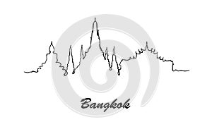 One line style Bangkok city skyline. Simple modern minimaistic.
