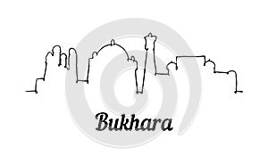 One line style Bukhara skyline. Simple modern minimalistic style  photo