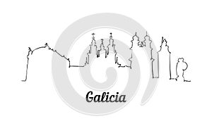 One line style Galicia skyline. Simple modern minimaistic style photo