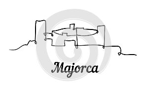 One line style Majorca skyline. Simple modern minimalistic style vector
