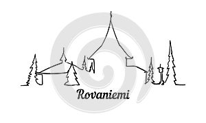One line style Rovaniemi sketch illustration isolated on white background