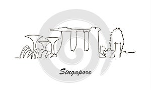 One line style Singapore city skyline. minimaistic style .