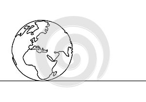 One line style world earth globe continuous design. Simple modern minimalistic style vector illustration on white background
