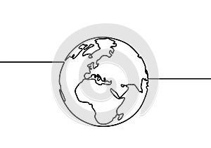 One line style world earth globe continuous design. Simple modern minimalistic style vector illustration on white background