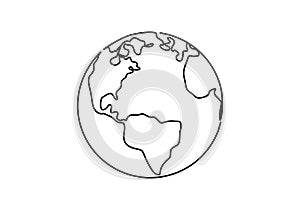 One line style world earth globe continuous design. Simple modern minimalistic style vector illustration on white background photo