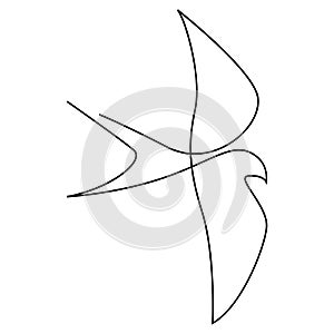 One line swallow or martlet design silhouette. Hand drawn minimalism style vector illustration