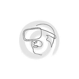 One line virtual reality glasses. Hand drawn vector illustration.