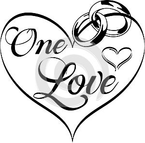 One Love inside Heart Wedding Clip Art