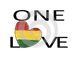 One Love Rasta Reggae Heart