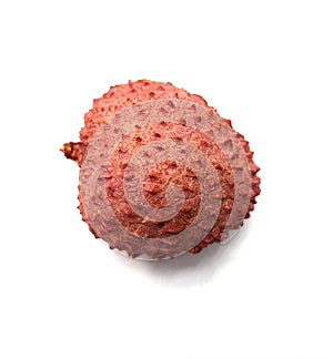 One lychee fruit on a white background