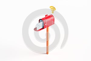 One mailbox with an envelope inside and a wi-fi icon
