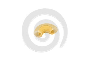One makaroni pasta isolated on white background