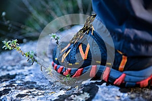 One man`s navy with orange and red accents sneakers