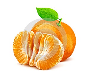 One mandarin or tangerine isolated on white background