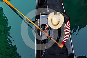 one of the many anonymous gondoliers in Venice from afar