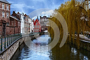 One of the many beautiful canals of the Belgian city of Bruges