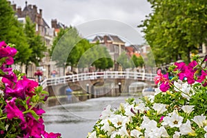 One of many canals in Leiden, Holland photo