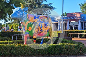 A cow sculpture named `Kiwiana` in Morrinsville, New Zealand