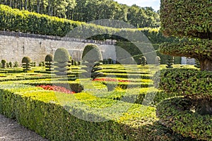 Beautifully designed renaissance park with unique layout at chateau Villandry, Loire valley, France.