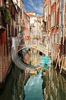 One of the many old Venetian canals on a Sunny summer day