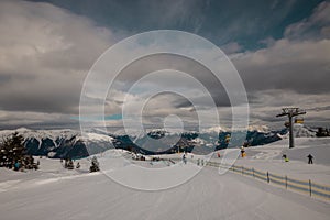 One of many ski pistes of Zoncolan skiing area in Friuli venezia