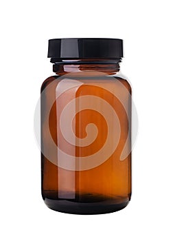 One medical brown glass jar isolated