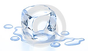 One ice cube isolated on white background