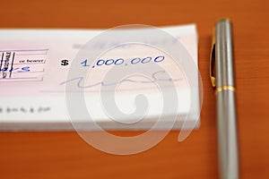 One million dollars cheque
