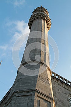 One of the minaret in SÃÂ¼leymaniye Mosque Istanbul, Turkey photo