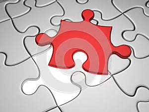 One missing red jigsaw piece