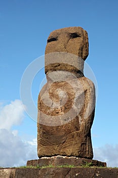 One Moai Ahu Riata in Hanga Piko, Easter Island, Chile