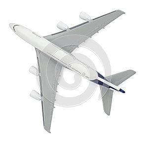 One model of plane isolated on white, top view