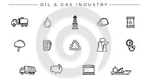 Oil and Gas Industry concept line style vector icons set