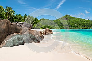 Tropical beach Baie Lazare on MahÃ© Island, Seychelles. photo