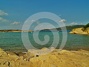 One of the most beautiful clean beaches on island Rab, beach Ciganka in sunny afternoon without people