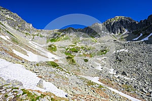 One of the most beautiful travel destination in Slovakia. Summer landscape of the High Tatras. The Cervena Valley. Tatra National