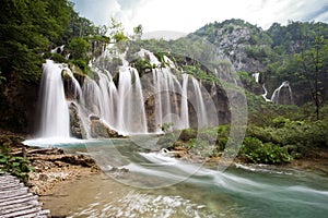 One of the most beautiful waterfall of Plitvice lakes national park in Croatia