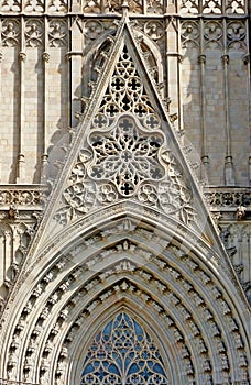 A Detail in the front of the cathedral in Barcelona photo