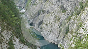 One of the most picturesque places in Montenegro, the canyon of the turquoise river Moraca, virgin nature