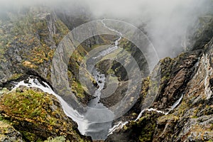 One of the most popular Norwegian waterfalls called VÃ¸ringfossen Voringfossen