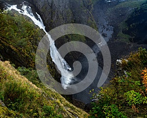 One of the most popular Norwegian waterfalls called VÃ¸ringfossen Voringfossen