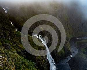 One of the most popular Norwegian waterfalls called VÃ¸ringfossen Voringfossen