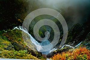 One of the most popular Norwegian waterfalls called VÃ¸ringfossen Voringfossen